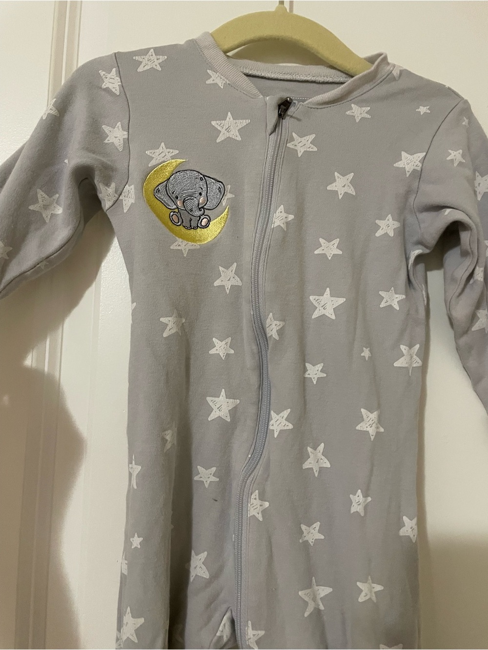 Kids Gray Star Elephant Zipper Pajamas